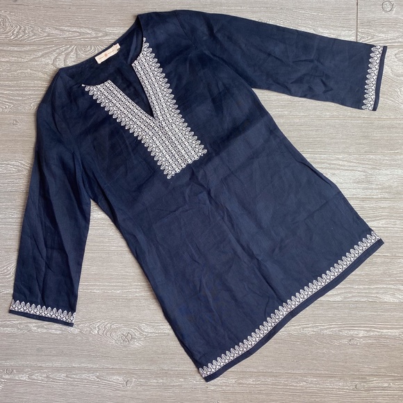 Tory Burch Other - Tory Burch 100% Linen Navy Tunic Cover Up - XS